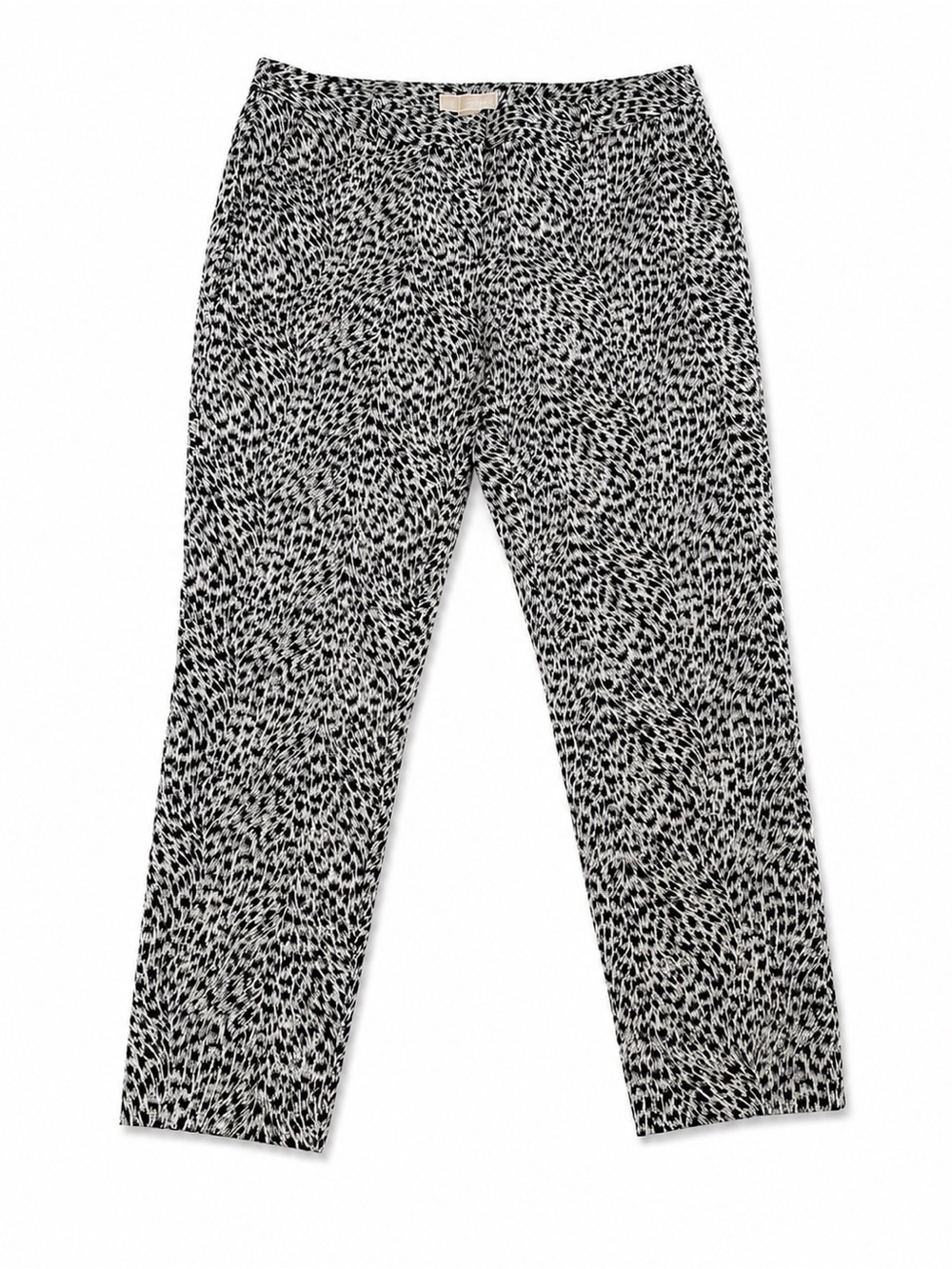 Michael Kors Black White Animal Print Ankle Pants Size 14 Stretch Cotton NWOT